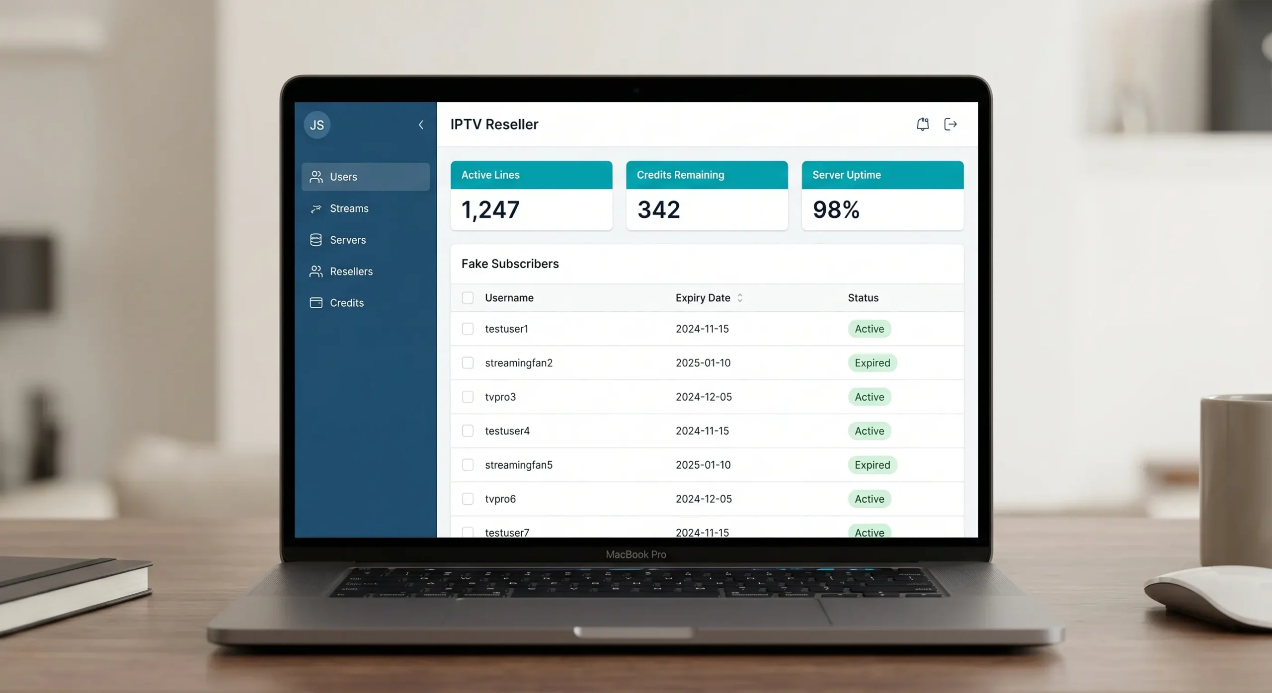 Eagle IPTV reseller dashboard showing active lines credits and subscriber management