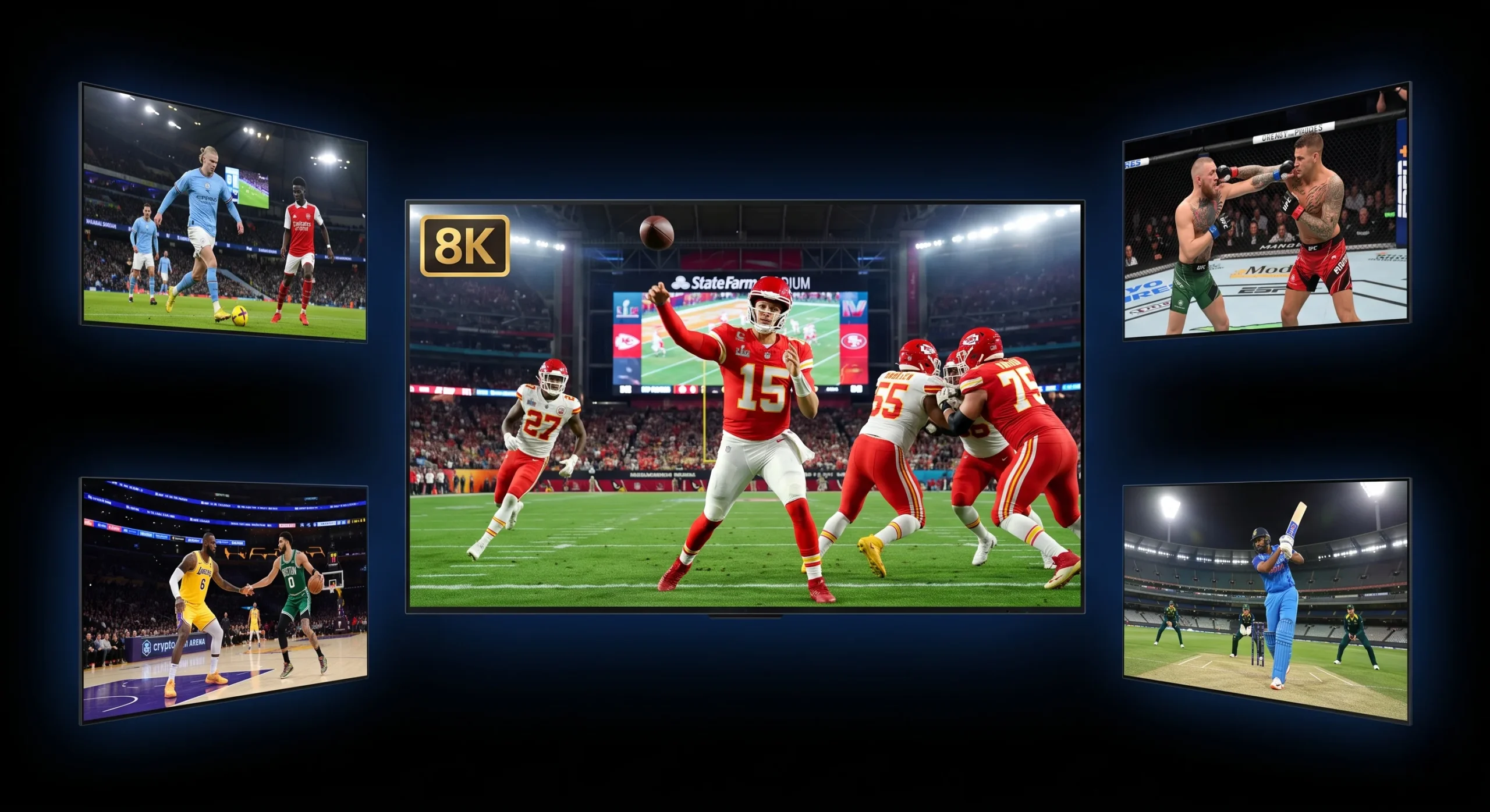 Strong 8K IPTV channel coverage showing sports entertainment news and regional content