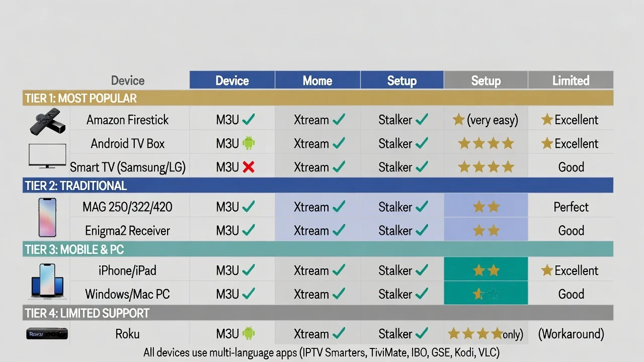 Gold IPTV Device Support